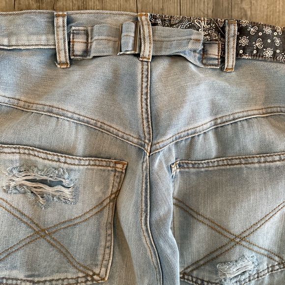 NEW 100% cotton shabby patchy farm worker jeans lagenlook boho patchwork denim - Picture 2 of 12